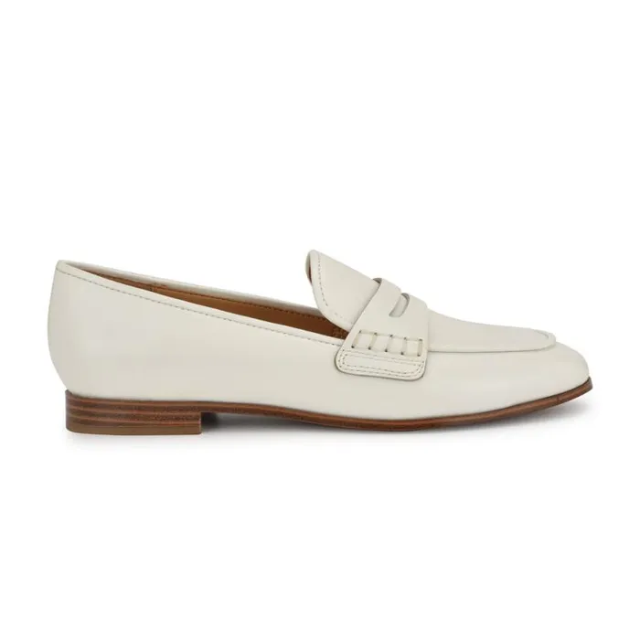 Nine West Flats Women Manner Casual Loafers White Leather