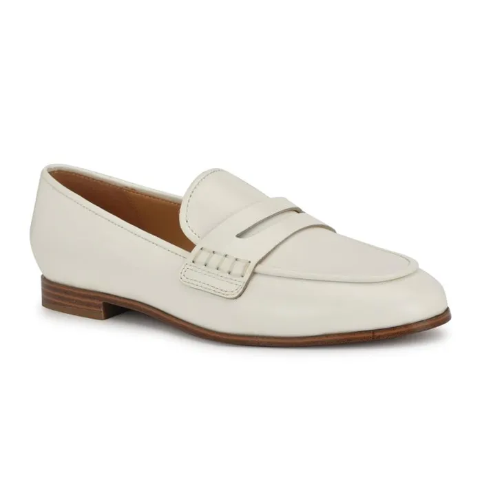 Nine West Flats Women Manner Casual Loafers White Leather Nine West Flats Women Manner Casual Loafers White Leather