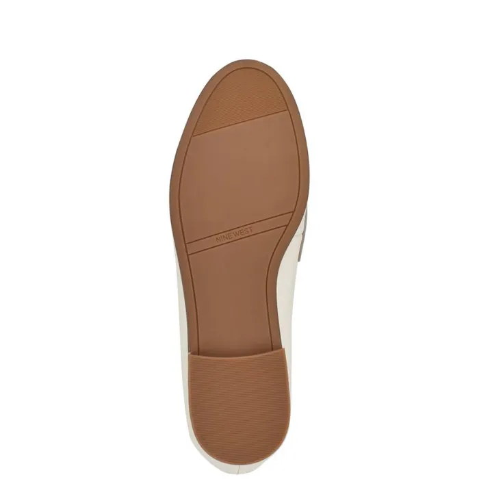 Nine West Flats Women Manner Casual Loafers White Leather Nine West Flats Women Manner Casual Loafers White Leather