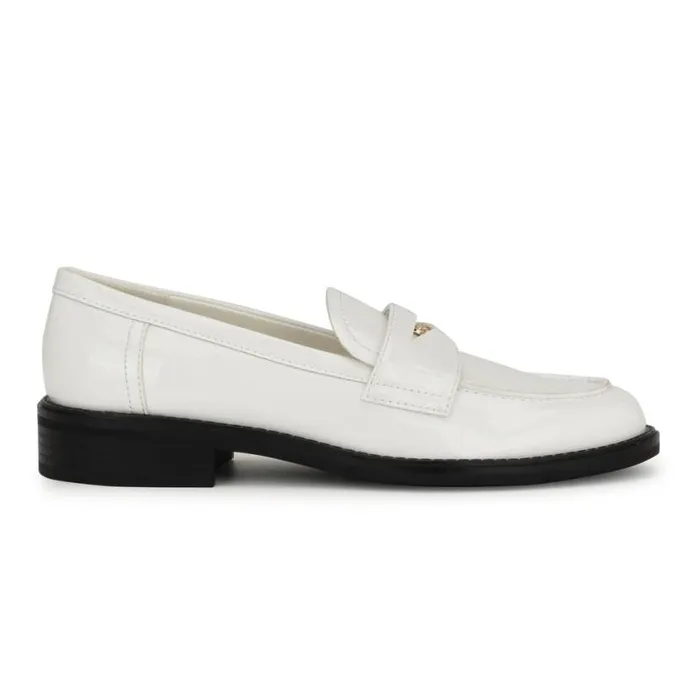 Nine West Flats Women Seeme Penny Loafers White Patent