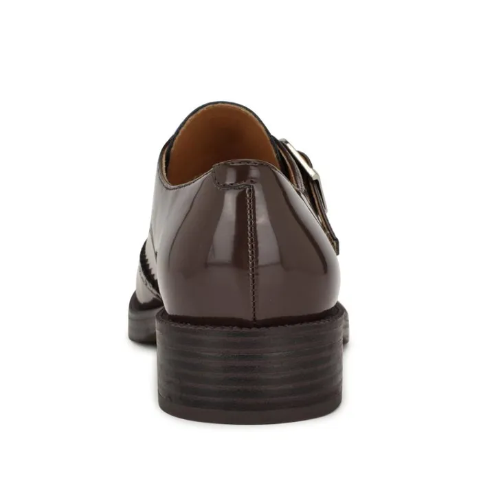 Nine West Flats Women Smythe Monk Strap Loafers Dark Brown Patent