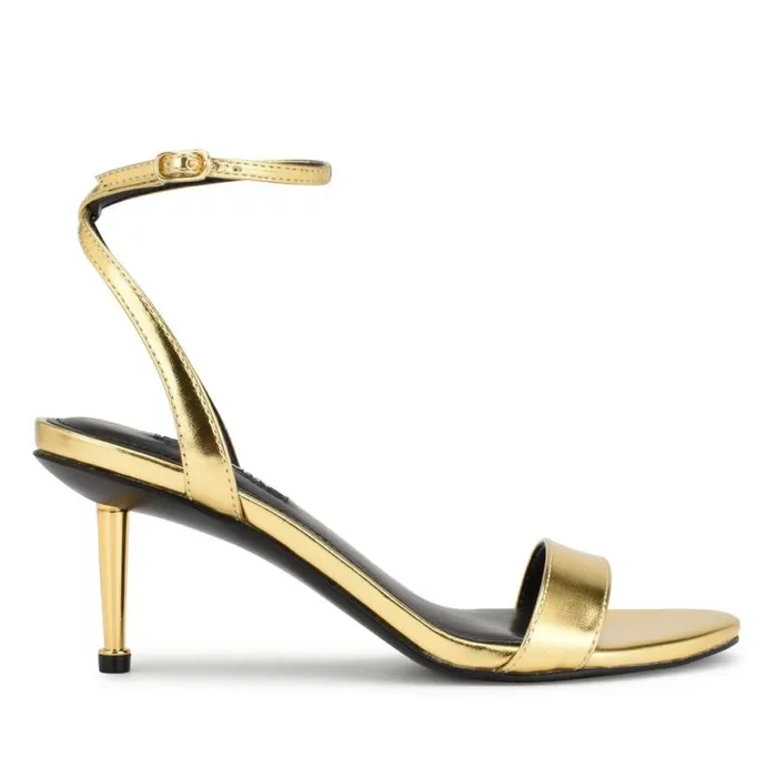Nine West Heels Women Anny Ankle Strap Heeled Sandals Gold