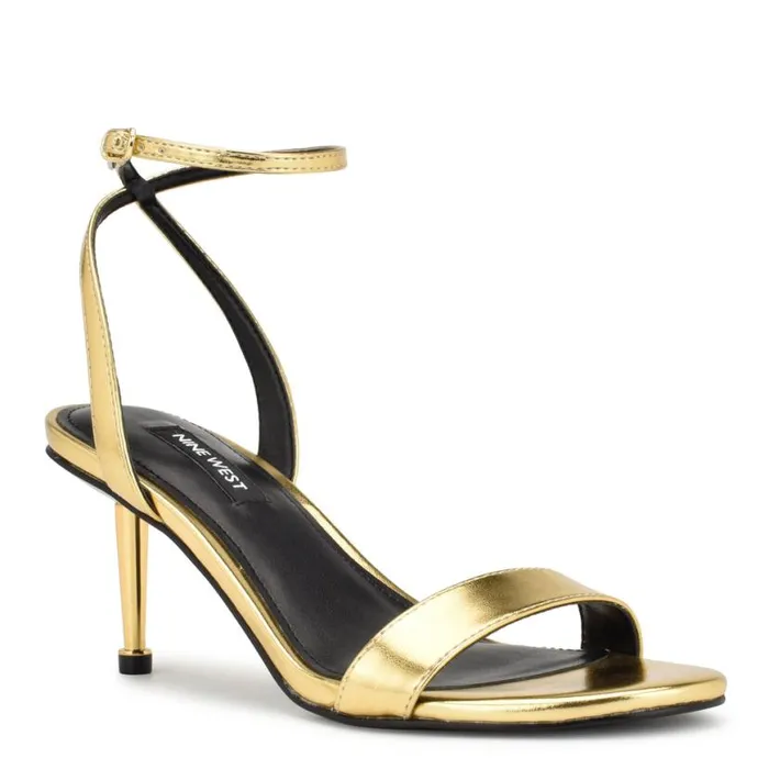 Nine West Heels Women Anny Ankle Strap Heeled Sandals Gold Nine West Heels Women Anny Ankle Strap Heeled Sandals Gold