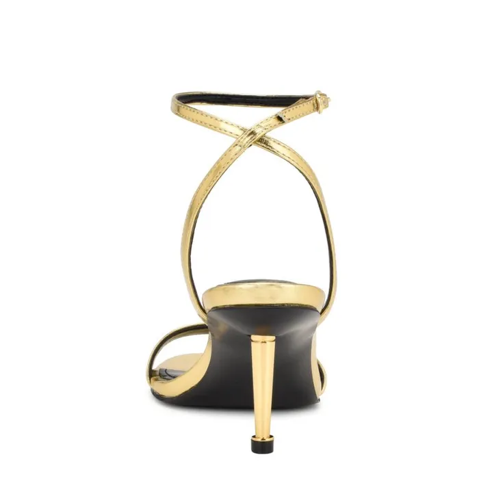 Nine West Heels Women Anny Ankle Strap Heeled Sandals Gold Nine West Heels Women Anny Ankle Strap Heeled Sandals Gold