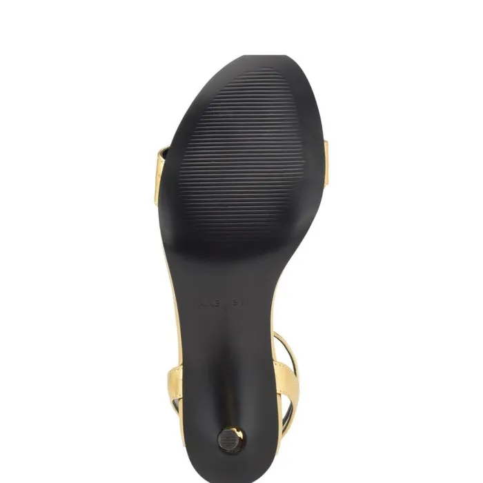 Nine West Heels Women Anny Ankle Strap Heeled Sandals Gold Nine West Heels Women Anny Ankle Strap Heeled Sandals Gold