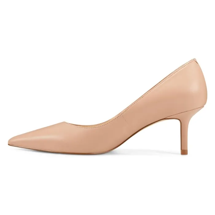 Nine West Heels Women Arlene Pointy Toe Pumps Blush Leather