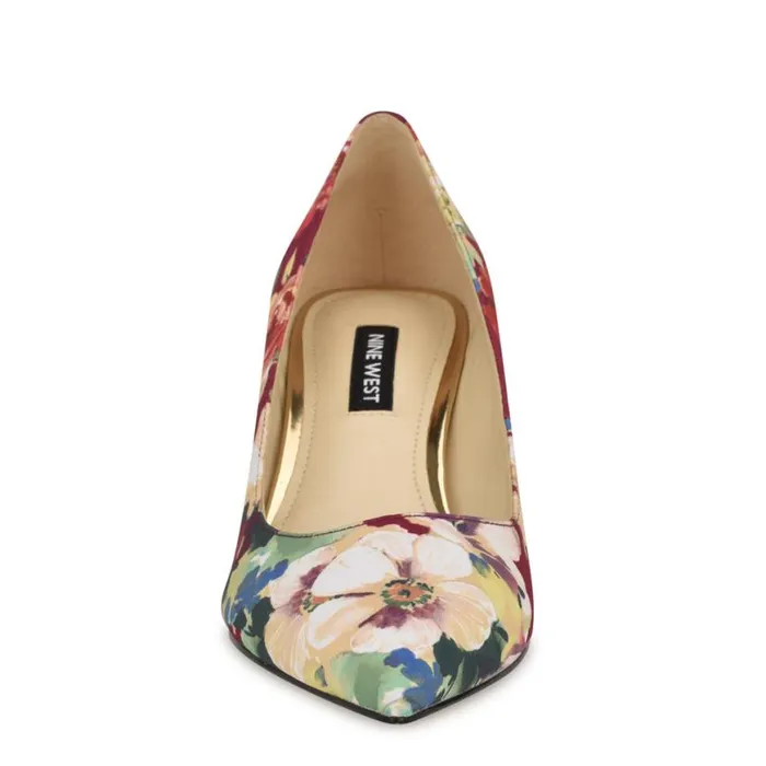Nine West Heels Women Arlene Pointy Toe Pumps Dark Red Floral