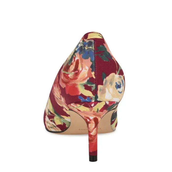 Nine West Heels Women Arlene Pointy Toe Pumps Dark Red Floral