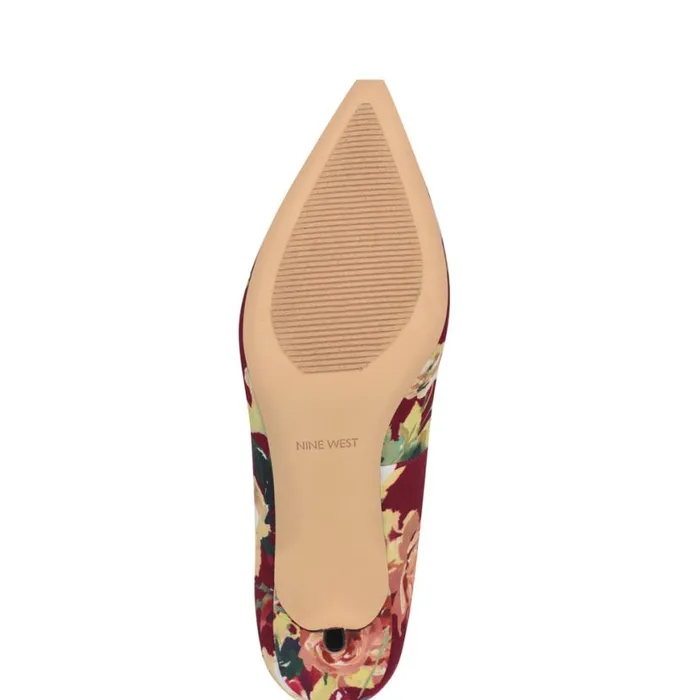 Nine West Heels Women Arlene Pointy Toe Pumps Dark Red Floral