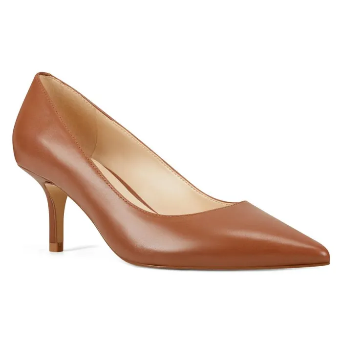 Nine West Heels Women Arlene Pointy Toe Pumps Light Brown Leather