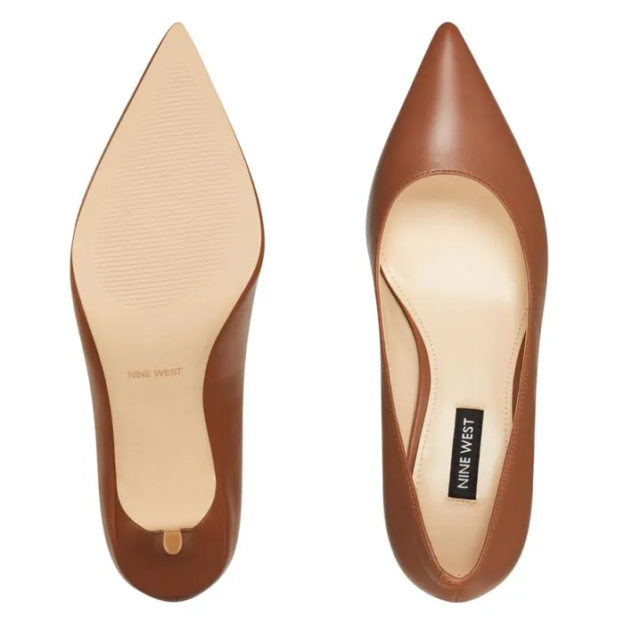 Nine West Heels Women Arlene Pointy Toe Pumps Light Brown Leather