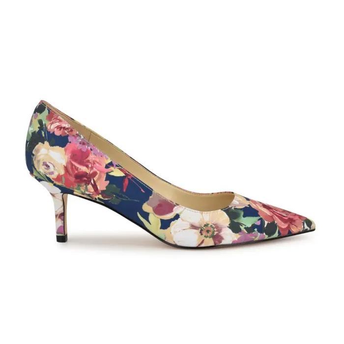 Nine West Heels Women Arlene Pointy Toe Pumps Navy Floral