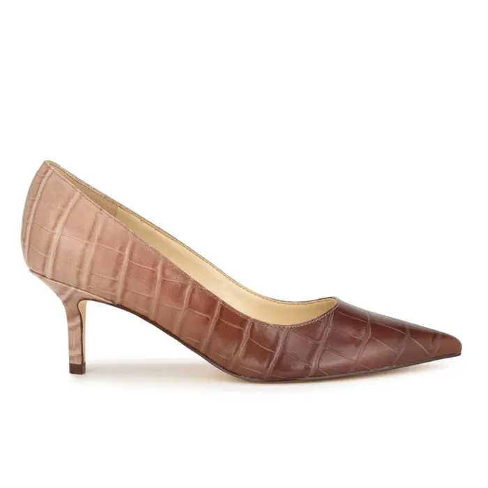Nine West Heels Women Arlene Pointy Toe Pumps Nude Ombre Croco