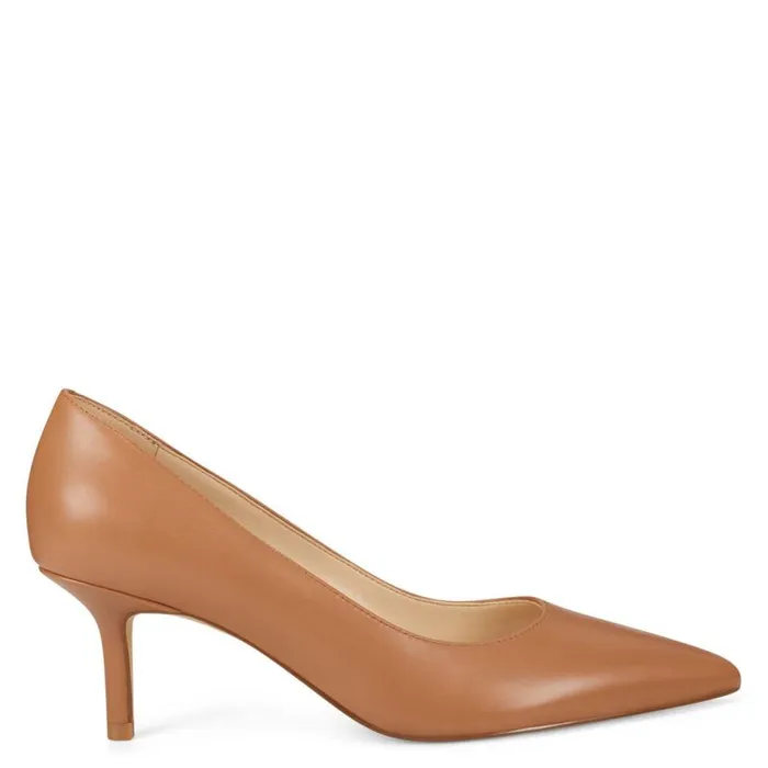 Nine West Heels Women Arlene Pointy Toe Pumps Tan Leather