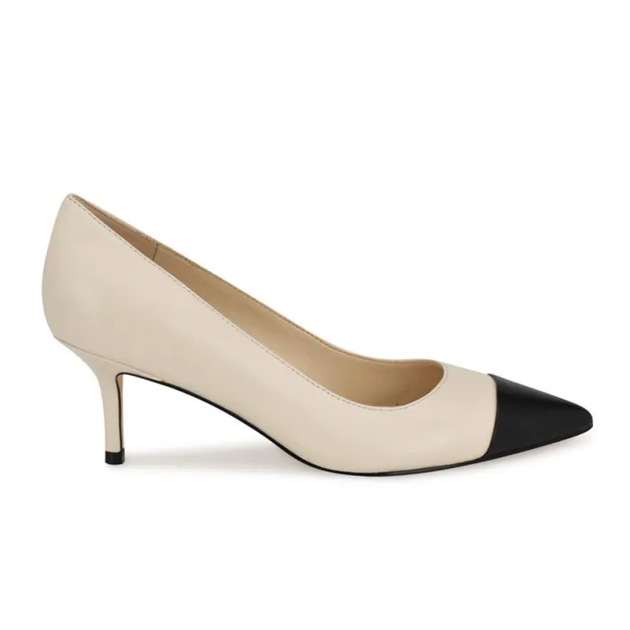 Nine West Heels Women Avaite Cap Toe Pumps Ivory Leather