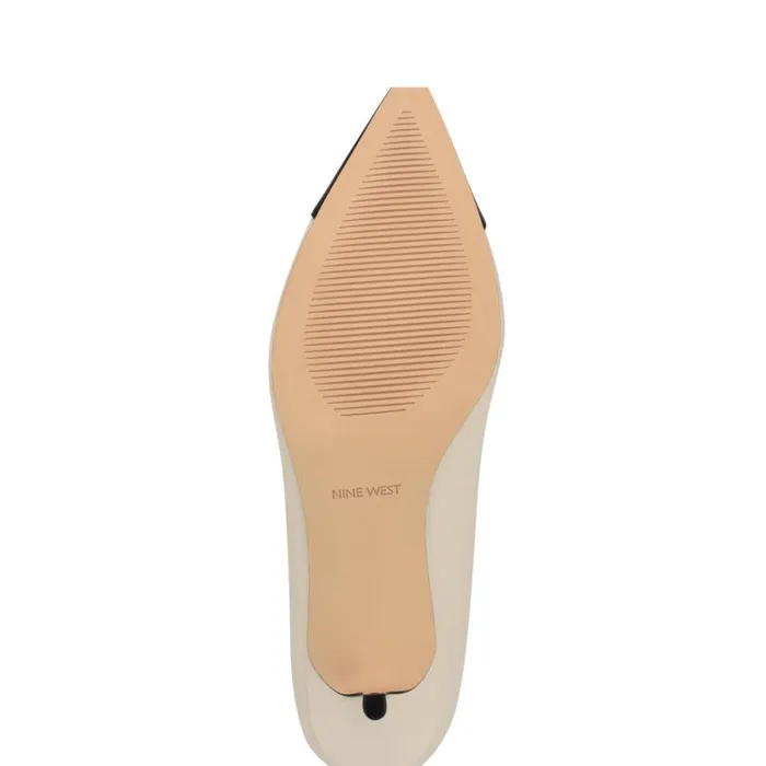 Nine West Heels Women Avaite Cap Toe Pumps Ivory Leather Nine West Heels Women Avaite Cap Toe Pumps Ivory Leather