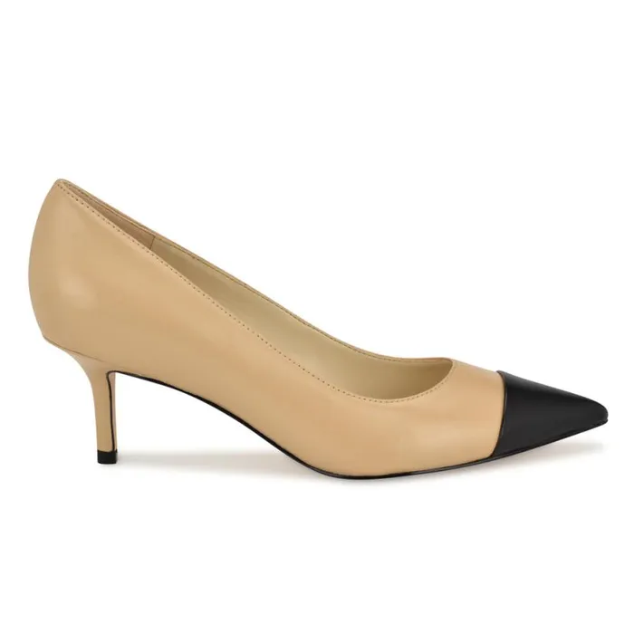 Nine West Heels Women Avaite Cap Toe Pumps Natural Leather