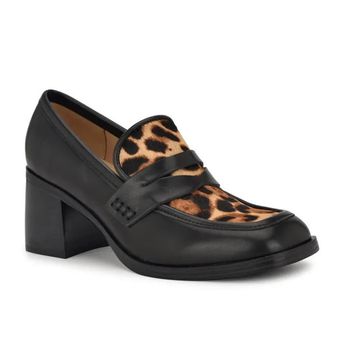 Nine West Heels Women Avalia Heeled Loafers Blackleopard Nine West Heels Women Avalia Heeled Loafers Blackleopard