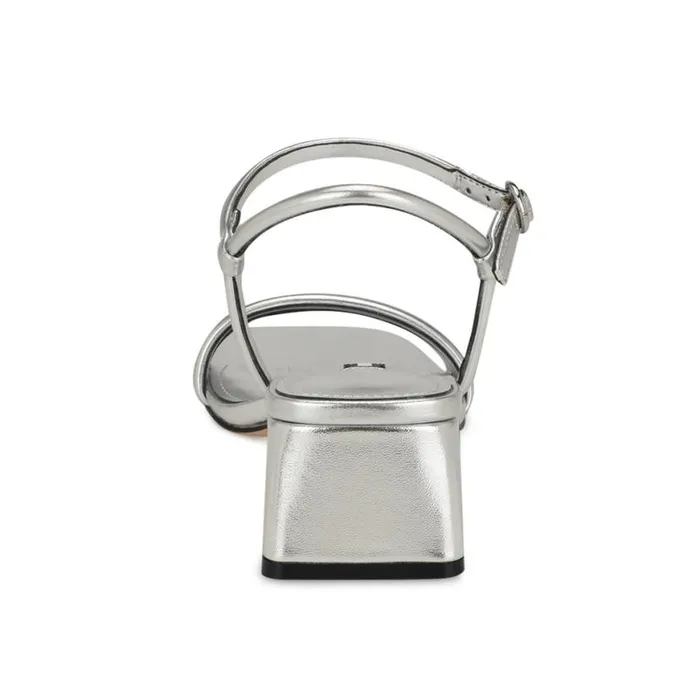 Nine West Heels Women Bernise Block Heel Sandals Silver