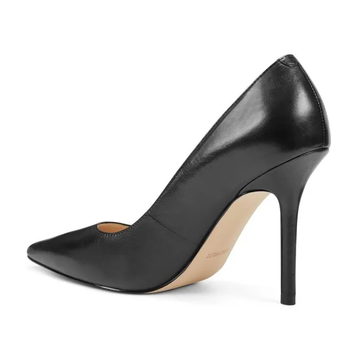 Nine West Heels Women Bliss Pointy Toe Pumps Black Leather Nine West Heels Women Bliss Pointy Toe Pumps Black Leather