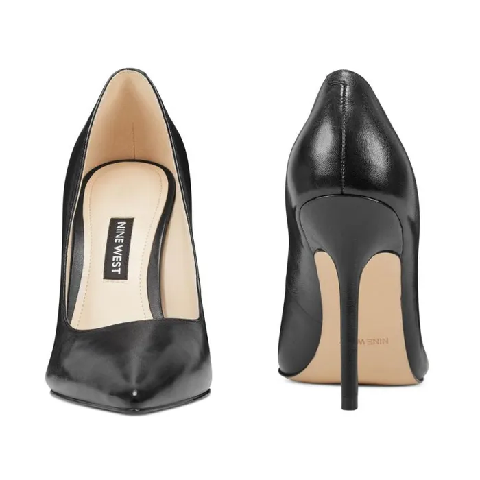 Nine West Heels Women Bliss Pointy Toe Pumps Black Leather Nine West Heels Women Bliss Pointy Toe Pumps Black Leather