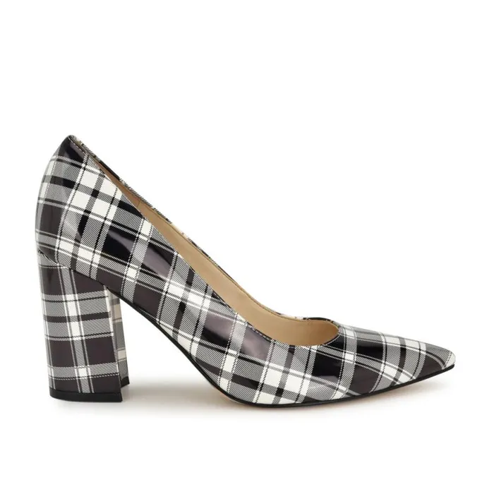Nine West Heels Women Cara Dress Pumps Blackwhite Patent Plaid