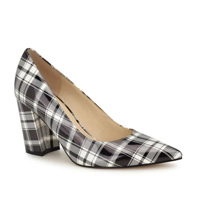 Nine West Heels Women Cara Dress Pumps Blackwhite Patent Plaid Nine West Heels Women Cara Dress Pumps Blackwhite Patent Plaid