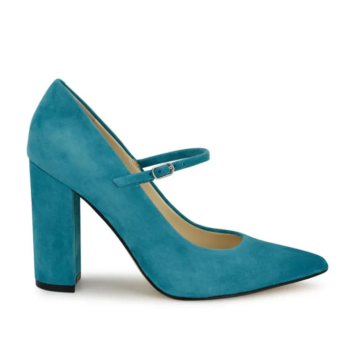 Nine West Heels Women Carlien Mary Jane Pumps Teal Suede