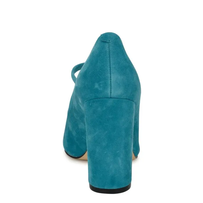 Nine West Heels Women Carlien Mary Jane Pumps Teal Suede Nine West Heels Women Carlien Mary Jane Pumps Teal Suede