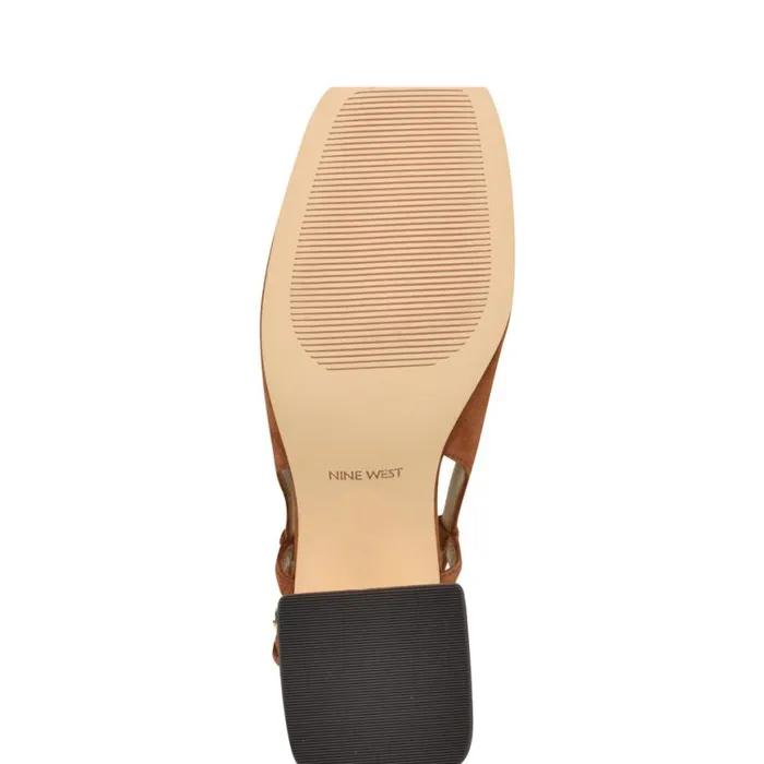 Nine West Heels Women Cast Block Heel Slingback Pumps Natural Suede