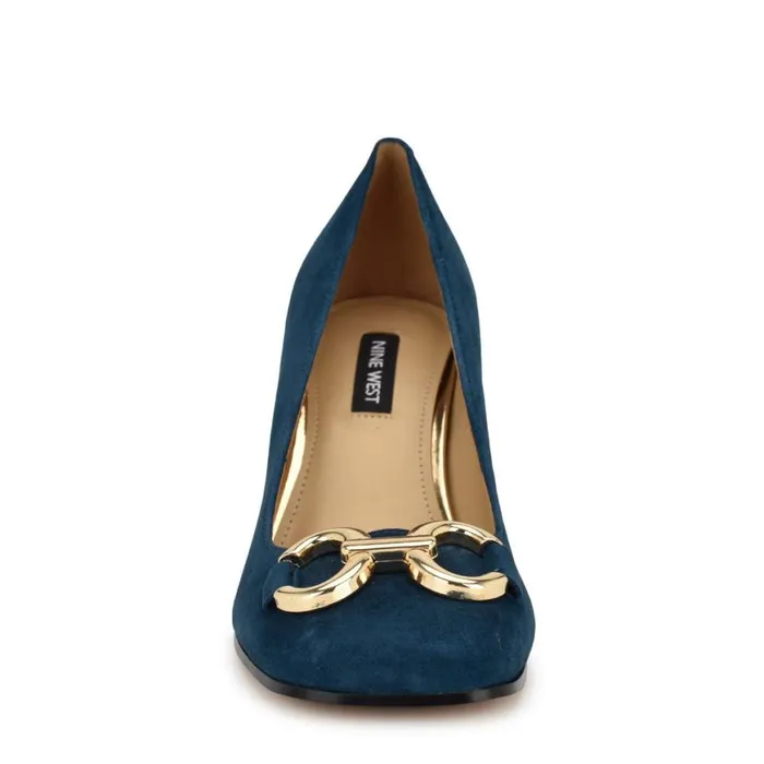 Nine West Heels Women Caven Block Heel Pumps Blue Suede Nine West Heels Women Caven Block Heel Pumps Blue Suede