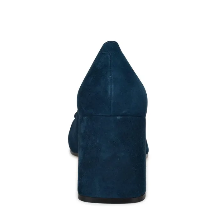 Nine West Heels Women Caven Block Heel Pumps Blue Suede Nine West Heels Women Caven Block Heel Pumps Blue Suede