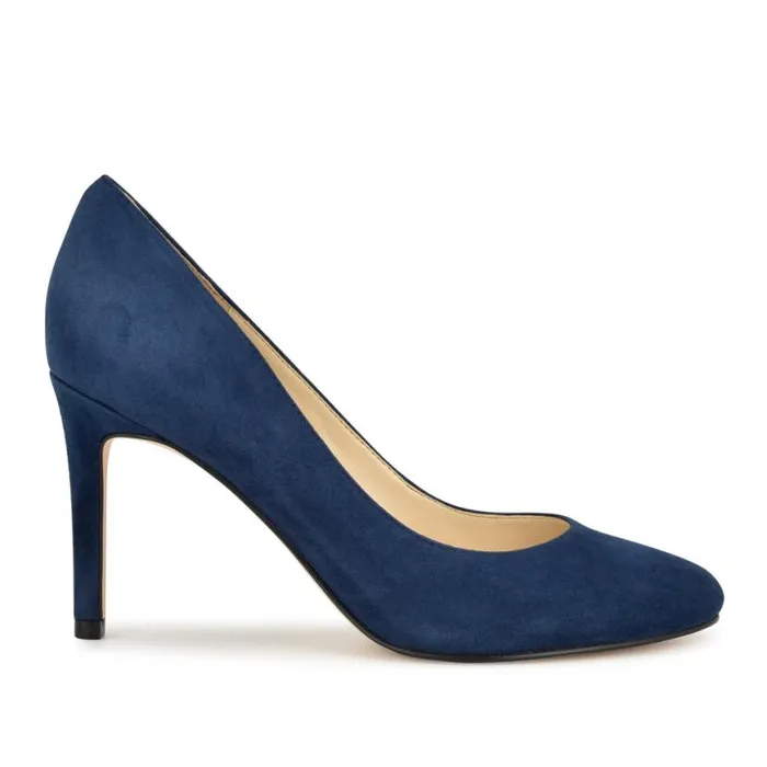 Nine West Heels Women Dylan Round Toe Pumps Dark Blue