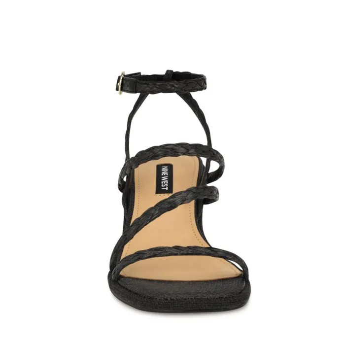 Nine West Heels Women Emolly Raffia Block Heel Sandals Black Raffia Nine West Heels Women Emolly Raffia Block Heel Sandals Black Raffia