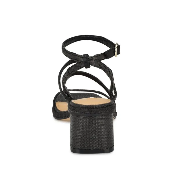 Nine West Heels Women Emolly Raffia Block Heel Sandals Black Raffia Nine West Heels Women Emolly Raffia Block Heel Sandals Black Raffia