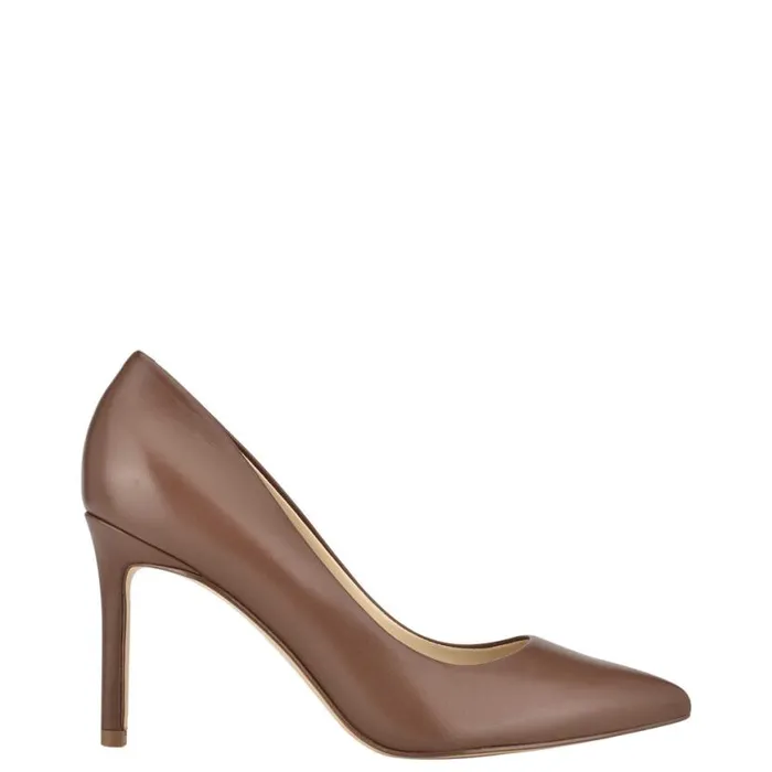 Nine West Heels Women Ezra Pointy Toe Pumps Brown Leather