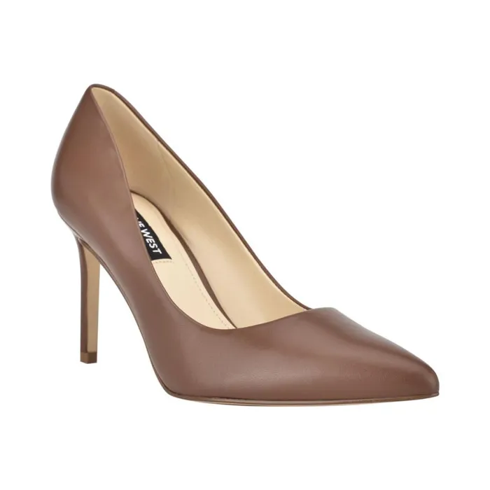 Nine West Heels Women Ezra Pointy Toe Pumps Brown Leather