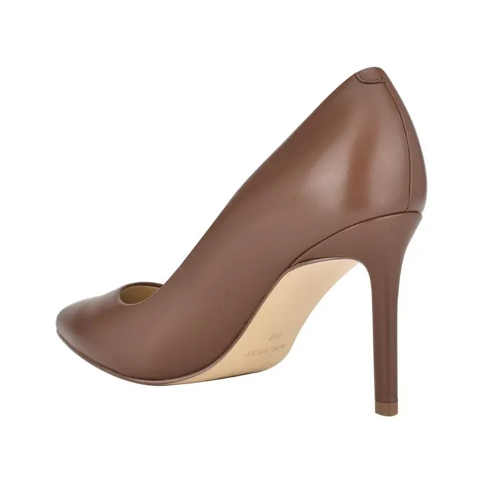 Nine West Heels Women Ezra Pointy Toe Pumps Brown Leather