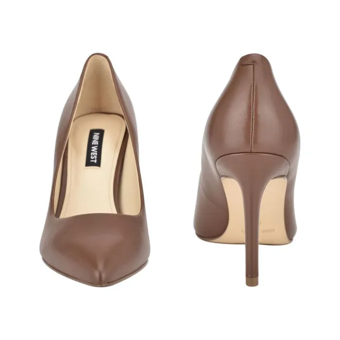 Nine West Heels Women Ezra Pointy Toe Pumps Brown Leather