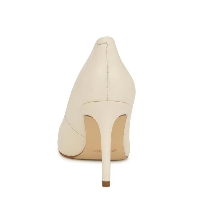 Nine West Heels Women Ezra Pointy Toe Pumps Chic Cream Leather