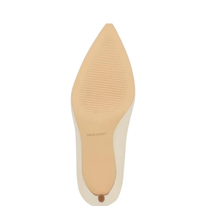 Nine West Heels Women Ezra Pointy Toe Pumps Chic Cream Leather
