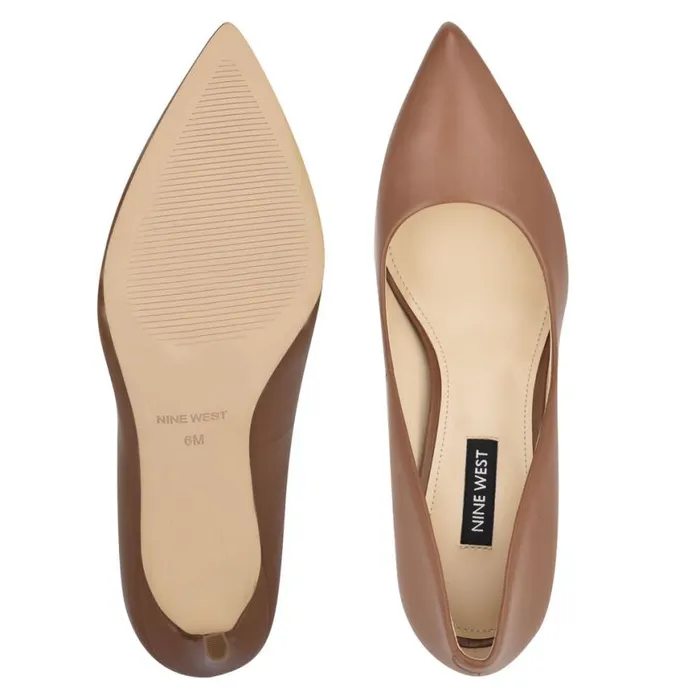 Nine West Heels Women Ezra Pointy Toe Pumps Light Brown Leather