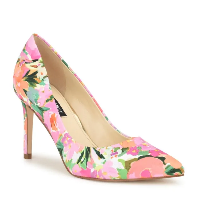 Nine West Heels Women Ezra Pointy Toe Pumps Pink Floral Nine West Heels Women Ezra Pointy Toe Pumps Pink Floral