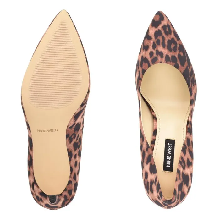 Nine West Heels Women Ezra Pointy Toe Pumps Tan Leopard