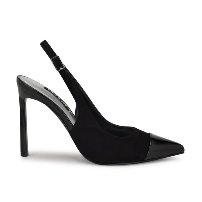 Nine West Heels Women Fabele Pointy Toe Slingback Pumps Black