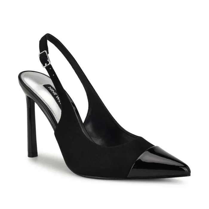 Nine West Heels Women Fabele Pointy Toe Slingback Pumps Black Nine West Heels Women Fabele Pointy Toe Slingback Pumps Black