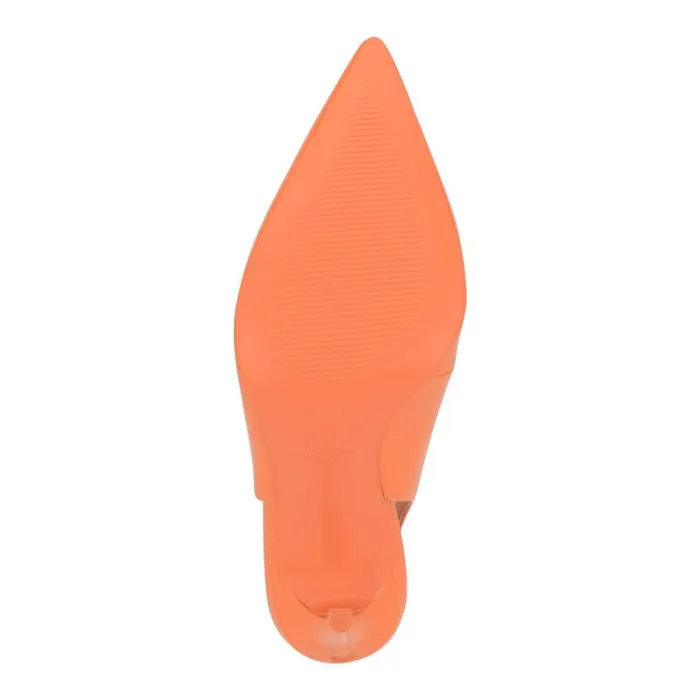 Nine West Heels Women Feather Pointy Toe Slingback Pumps Orange Patent Nine West Heels Women Feather Pointy Toe Slingback Pumps Orange Patent