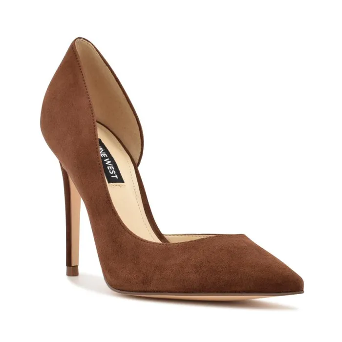 Nine West Heels Women Folowe D039Orsay Pointy Toe Pumps Medium Brown Suede