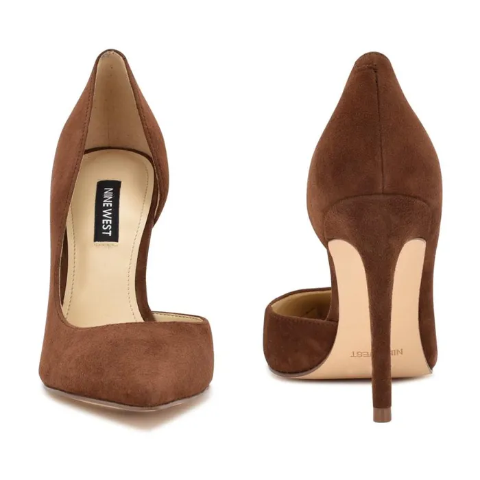 Nine West Heels Women Folowe D039Orsay Pointy Toe Pumps Medium Brown Suede