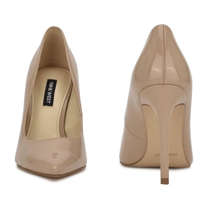 Nine West Heels Women Fresh Pointy Toe Pumps Antique Taupe Patent Nine West Heels Women Fresh Pointy Toe Pumps Antique Taupe Patent